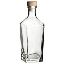 gouveo Dekanter 750 ml Ina mit Holzgriff-Korken – Design-Flasche 0,75 l aus Glas, (1-tlg), Schönes Design, Markante Flaschenform, Whisky-Flasche