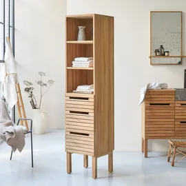 Tikamoon Teak Slats Hochschrank 41 x 180 x 41 cm Beige Massivholz
