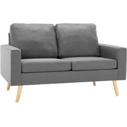 vidaXL 2-tlg. Sofagarnitur Stoff Hellgrau