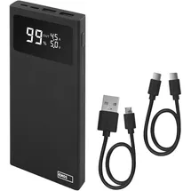 EMOS Powerbank BetaQ 10000mAh, 22,5 W Quick-Charge mit Passthrough und Display, 3X Output + 2X Input, inkl. Datenkabel USB/USB-C, Auto ON/Off, schwarz