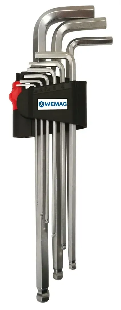 WEMAG Winkelschraubendreher-Set lang 1,5-10mm Kugelkopf 6-kant mit Halter