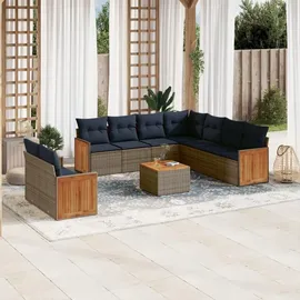 vidaXL Gartensofa-Set mit Kissen, grau, Polyrattan