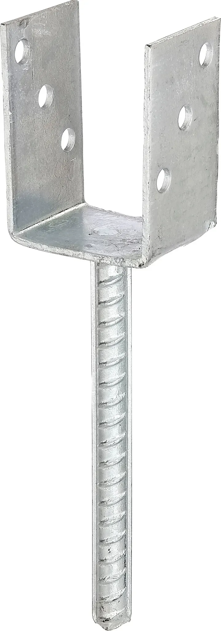 U-Pfostenträger ALBERTS, grau (feuerverzinkt), B:7,1cm T:6cm, Stahl, Bodenanker, feuerverzinkt, lichte Breite 71 mm, Länge Betonanker 200 mm