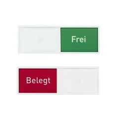 MADRID White Line Frei-/Belegt Anzeige | Alu weiß lackiert | 50x150 mm | Schieber Frei/Besetzt für Büro Wartezimmer Besprechungsräume | selbstkleb