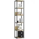Akord Loft-Regal, Schwarz, Eiche Artisan, Nachbildung, Holz Optik, 6 Fächer, Rechteckig,Rechteckig, 40x192x32 cm, Wohnzimmer,, |