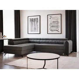 Sofnet Ecksofa mit Schlaffunktion und Bettkasten, Wohnlandschaft mit einstellbare Kopfstützen, Couch, Sofa, Bettsofa, Schlafsofa (Graphit (Kronos 22)