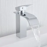 Waschtischarmatur Wasserfall Wasserhahn Bad Waschbeckenarmatur Badarmatur Einhebelmischer Armatur Bad Mischbatterie für Badezimmer - Auralum