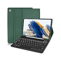 Samsung Galaxy Tab A8 Hülle mit Tastatur, QWERTZ Deutsches Bluetooth Tastatur Hülle, Schutzhülle mit Pencil Halter Abnehmbare Tastatur für Samsung Tab A8 10,5'' 2021 SM-X200/ X205/ X207-Dunkelgrün