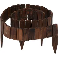 Relaxdays Beeteinfassung, 200 cm lang, flexibel, Sichthöhe: 10 cm, zum Stecken, Holz, Beetzaun, Rasenkante, Dunkelbraun