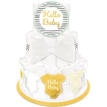 Amscan "Hello Baby" Deko für Windeltorte 5-tlg. | Weiß Gold