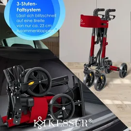Kesser Leichtgewicht Rollator faltbar mit Sitz rot Gehhilfe