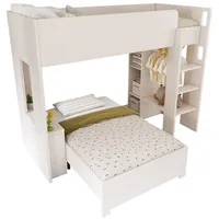 OKWISH Hochbett multifunktionales Kinderbett (Etagenbett, Kinderbett, Hochbett, 2-St., 90 x 200 cm, ohne Matratze) mit Kleiderschrank, Schreibtisch, Offenen Regaleinheiten und Treppe