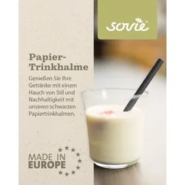 Sovie Trinkhalm in Schwarz aus Papier FSC®, Ø 8 mm / 15 cm, 150 Stück