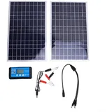 Solarmodul-Ladegerät, 200 W, 12 V/24 V, Erhaltungsladegerät, PET + polykristalline Komponenten, IP65 wasserdicht, für Wohnmobile, Motorräder (Doppel)