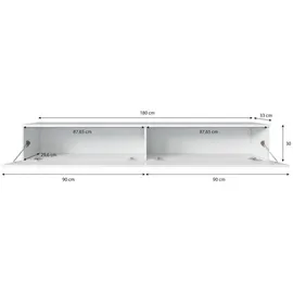 Selsey - TV-Lowboard KANE in Wotan Eiche/Weiß Hochglanz, hängend/stehend, modern, 2 Klappen, 180 cm