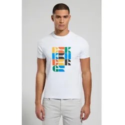 Bikkembergs für Herren. BMT0707 Farben T-shirt weiß (XXL), Lässig, Baumwolle, Kurzarm