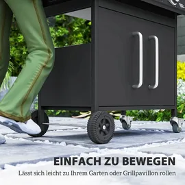 Outsunny Gasgrill Grillwagen 129,5 x 56 x 110 cm Schwarz