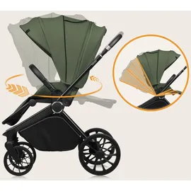 lionelo MIKA PLUS 3-in-1 Buggy 0-48 Monate bis zu 22 kg Babywagen bis zu 9 kg Kindersitz Babytrage bis zu 13 kg, Rückenlehne verstellbar, Dämpfung, 360° Räder, XXL-Verdeck