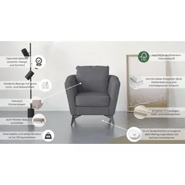 Home Affaire Cocktailsessel HOME AFFAIRE "MATTHEW Sessel, Maße B/T/H: 83/85/88 cm", grau (taupe), B:83cm H:88cm T:85cm, 100% Polyester, Sessel, Cocktailsessel, modern, mit Rückenkissen