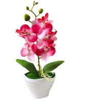 ARMYJY Orchideen-Pflanze, künstliche Orchidee, künstliche Blumen, rote Phalaenopsis im Topf, künstliche Blume im Topf für Zuhause, Hochzeit, Party, Dekoration