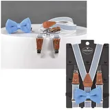 Sir Redman Hosenträger Kids Kinderhosenträger, Set, Fliege, mit Hosenclips, 80cm lang, blau weiß blau