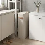 Songmics Wäschekorb, 65 L Wäschesammler, Wäschetonne mit Deckel und Griffen, 39 x 22 x 75 cm, beige