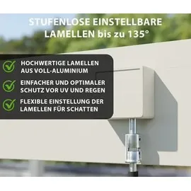 Weide Pergola 3 x 4 m inkl. 4 Seitenteile Beige