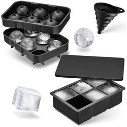 LINFELDT Eiswürfelform Eiswürfel Kugel Groß – Eiswürfelform Kugel – Ice Cube, (2-tlg), 2er Set Große Quadratische & Runde Eiswürfel