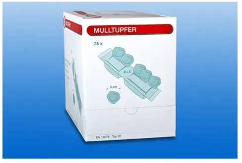 Noba Mulltupfer-steril in perforiertem 2-Kammer-Set 2+3 Tupfer, ⌀ 3 cm, weiche 2-Kammer-Sterilpackung / 1 Pack = 30 Sets