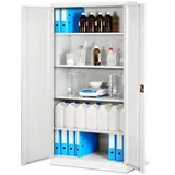 Jan Nowak Aktenschrank Metall Büroschrank abschließbar 90 cm JAN H 4 Böden Stahl (Kaltwalzstahl 0,6 mm Wandmontage möglich PZH-zertifiziert) Ordnerschrank 50 Ordner Schloss 2 Schlüssel robust 14 Farben weiß