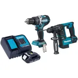 Makita DLX 2278 SY1 Akku Kombo Kit + DHP 484 Schlagbohrschrauber 54 Nm + DHR 171 Bohrhammer 1,2 J + 1x Akku 1,5 Ah + Ladegerät