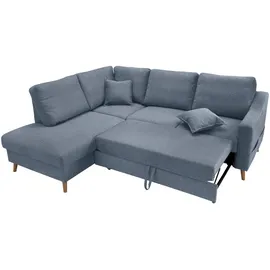 P & B Ecksofa, Blau, Textil Buche, massiv, Struktur, 4-Sitzer, Füllung: Schaumstoff, Ottomane links, L-Form, 230x200 cm, Made in EU, Liegefunktion, Schlafen auf Sitzhöhe Wohnzimmer, Sofas , Couches, Wohnlandschaften, Ecksofas