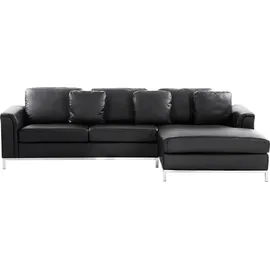 Beliani Ecksofa Schwarz Echtleder L-Förmig Linksseitig Modern Wohnzimmer - Schwarz