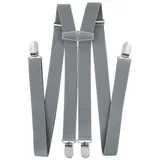axy Hosenträger Herren Hosenträger 4 Stabile Clips H-Form 2,5cm Breit verstellbar und elastisch 120cm Lang grau