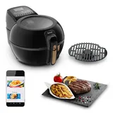 Tefal FZ7758 ActiFry & Grill Genius Heißluftfritteuse | inkl. Grillrost | automatischer Rührarm | 9 aut. Kochprogramme | Kapazität 1,2 kg | gesundes Frittieren ohne Öl | digitales Rezeptbuch | Schwarz