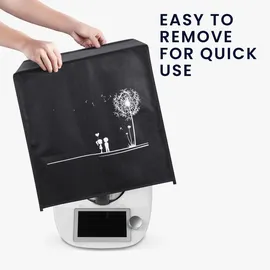 kwmobile Hülle kompatibel mit Thermomix TM5 / TM6 - Küchenmaschine Abdeckhaube - in Weiß Schwarz Pusteblume Love