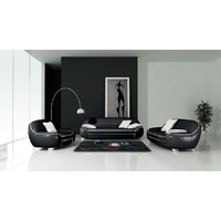 JVmoebel Sofa Sofagarnitur 3+2+1 Polster Designer Sofas Couch Sofa Garnituren Leder, Made in Europe schwarz