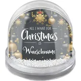 printplanet® - Schneekugel mit eigenen Namen Personalisieren - Motiv: All I Want for Christmas