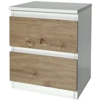 Hti-Living Nachtkommode 2 grifflose Schubladen Thekla Weiß-Artisaneiche