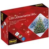 IDENA 8325059 - LED Lichterkette 80 LED in bunt, mit 8 Stunden Timer Funktion und Transformator, ca. 15,9 m lang, für den Innen- und Außenbereich, für Partys, Weihnachten, Deko, Hochzeit