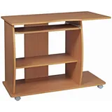 KADIMA DESIGN Laptoptisch Computertisch: 3D-Ecken, Stauraum, 90x66x50 cm, Spanplattenkonstruktion, Rollen. Beige, 90x50x71