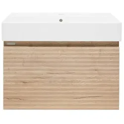 Naturel Badezimmerschrank mit Waschbecken Savona 58x43x44,8 cm Eiche Halifax Matt SAVONA60DHSAT