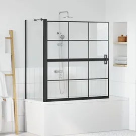 vidaXL Bad-Duschschirm Schwarz und Transparent 116 x 68 x 128 cm