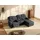 vente-unique Ecksofa mit Relaxfunktion aus anthrazitfarbenem Stoff MACEDONIA