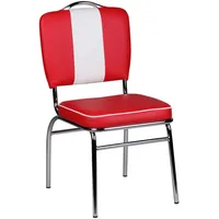 MID.YOU Stuhl, rot, Weiß, Kunststoff, Streifen, Rundrohr, 47x90x45 cm