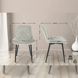 CLP 4er Set Stühle Springs Samt creme