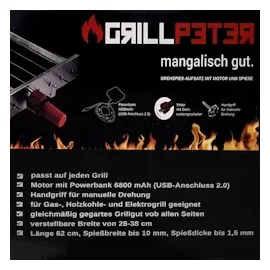 Grillpeter Mangal Edelstahl 2 mm Schaschlickgrill Set + 9 Spieße