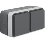 Berker 47753525 Steckdose SCHUKO 2fach waagerecht mit Klappdeckel 4 Schieber, Berker W.1,grau