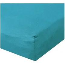 BettwarenShop Spannbettlaken Baumwolle-Jersey-Elasthan 90 x 200 - 100 x 220 cm Blau