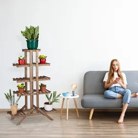 Relaxdays Blumentreppe 142,5 x 83 x 28,5 cm Hellbraun